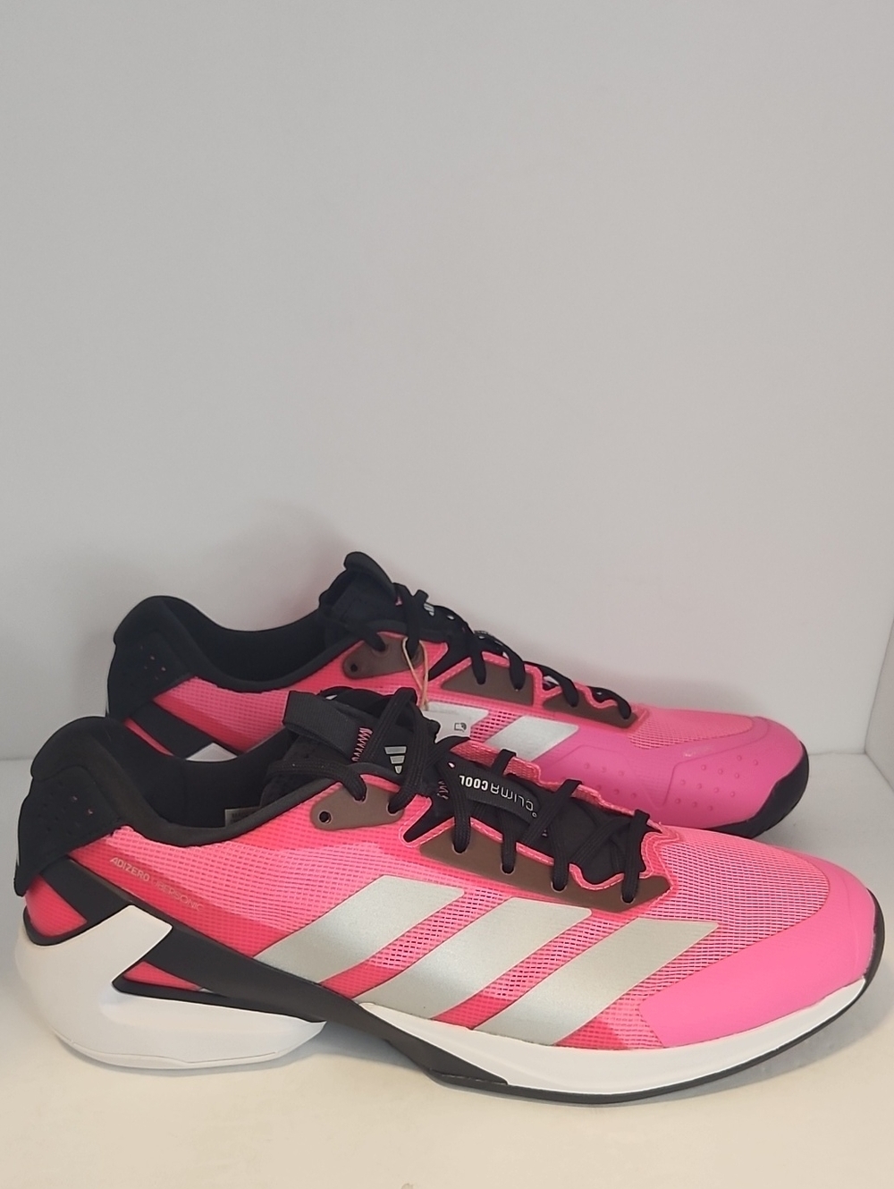 Adidas Adizero Ubersonic 5 Pink and Black Training Shoes with Silver Stripes
